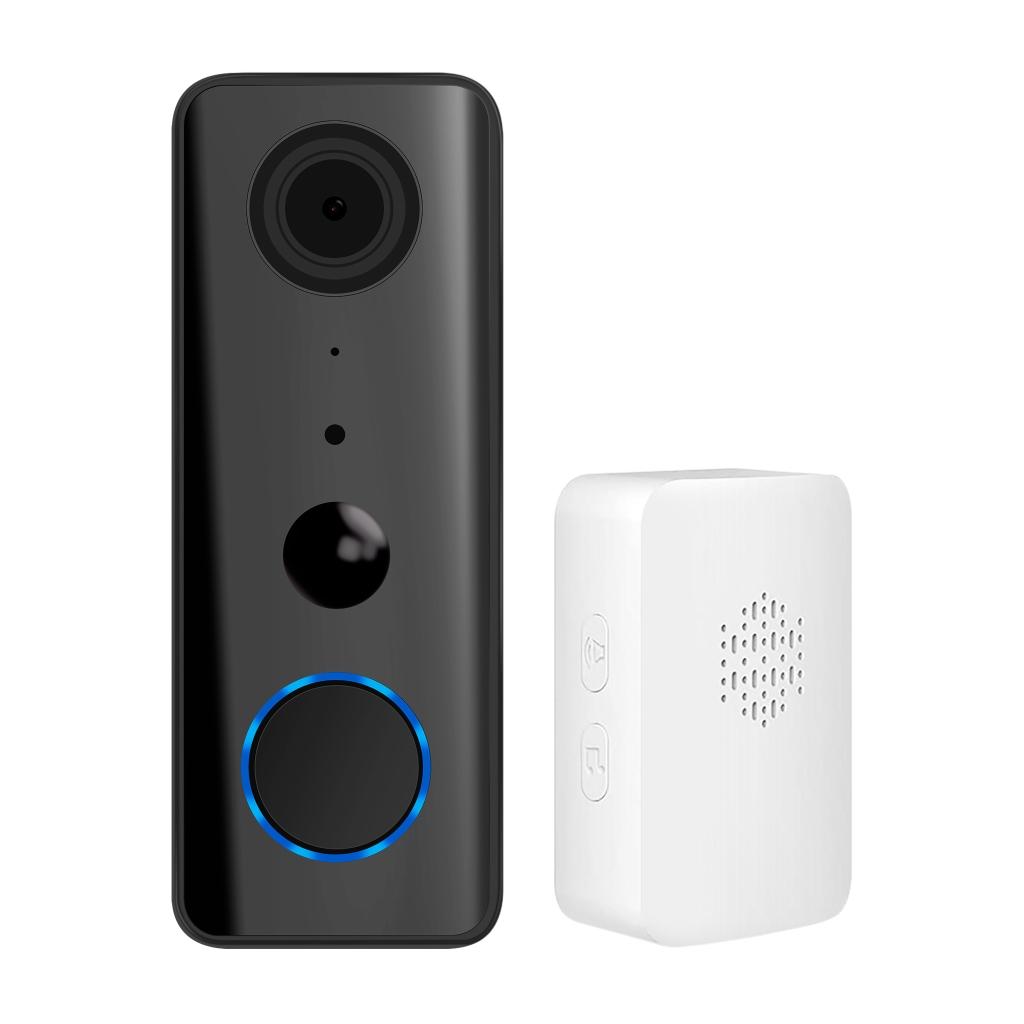 Ringeklokke m/kamera - 140x30 mm - Sort/hvid