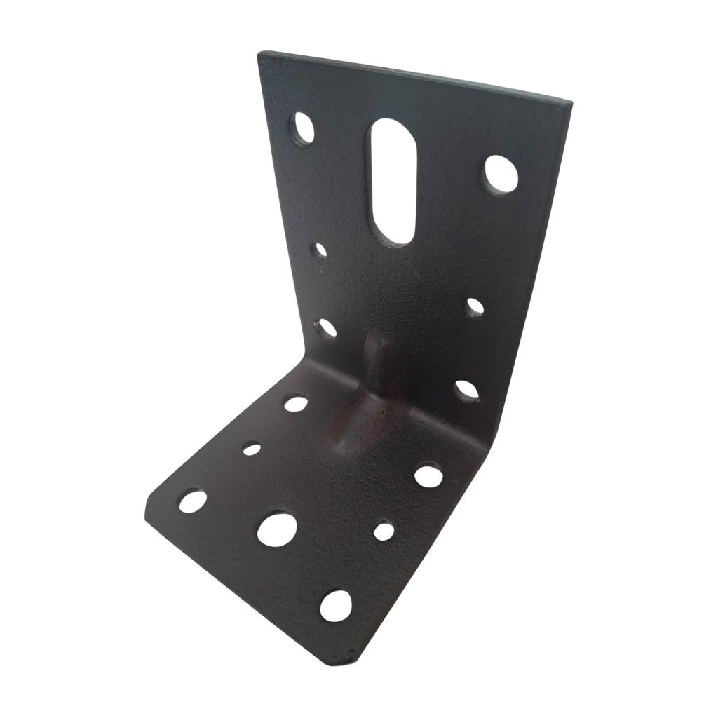 Vinkelbeslag m/rib - 60x80x2 mm - Sort