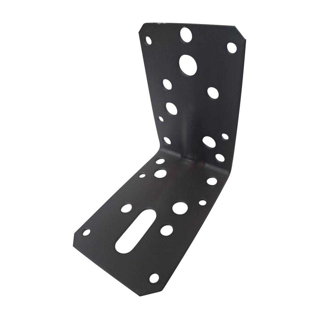 Vinkelbeslag m/rib - 90x60x2 mm - Sort