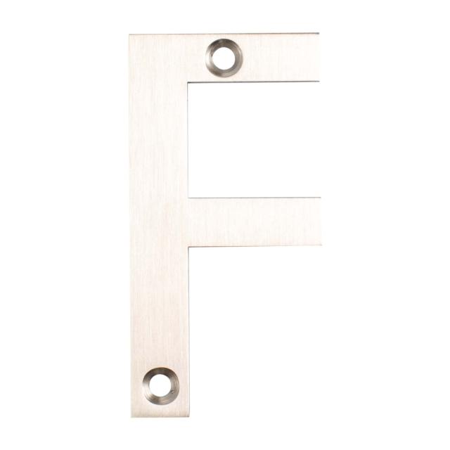 Husbogstav F m/skruehuller - 78 mm - Børstet
