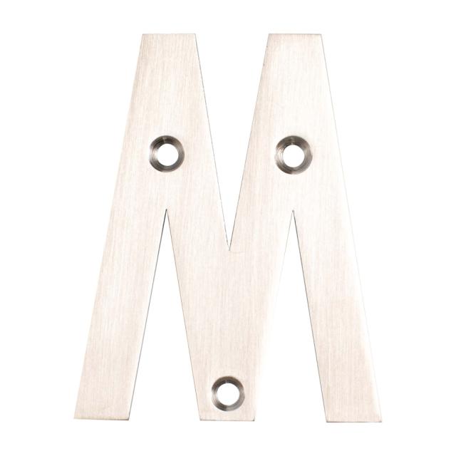 Husbogstav M m/skruehuller - 78 mm - Børstet