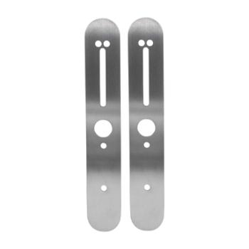 Bagplader til smalprofil dørlås - 310 mm - Rustfrit look